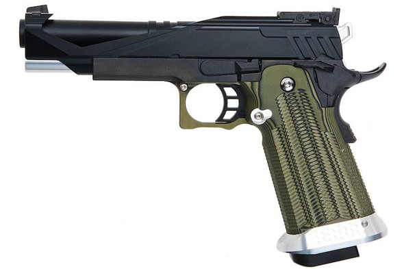 RWC GIGA Hi Capa 5.1 GBB Airsoft Pistol (G10 Grip) - Black Slide / OD GripType 1