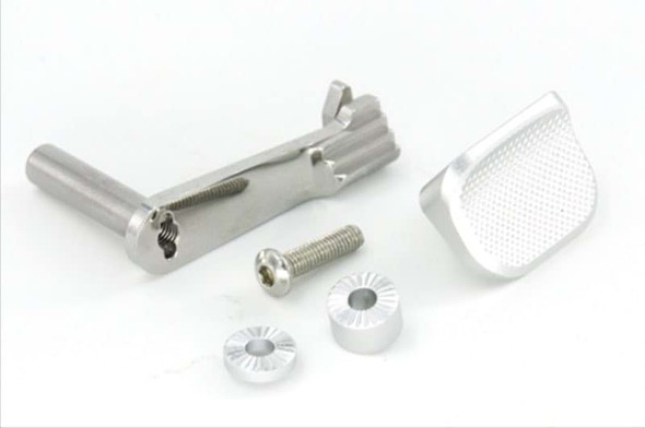 AIP Tokyo Marui Hi Capa / 1911 GBB Airsoft Slide Stop with Thumb Rest (Stainless Steel) - Silver