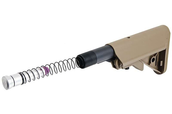 T8 Tokyo Marui MWS GBBR Airsoft C Style Stock with 6 Position Buffer Tube Combo Set - FDE