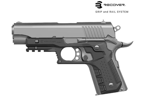 Recover Tactical Compact 1911 (Officer's Sized) CC3C Grip and Rail System - Black