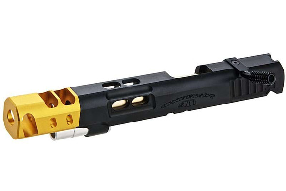 Airsoft Masterpiece Open Slide (S Style DVC) for Tokyo Marui Hi Capa - Black Slide w/ Gold Comp (6inch)