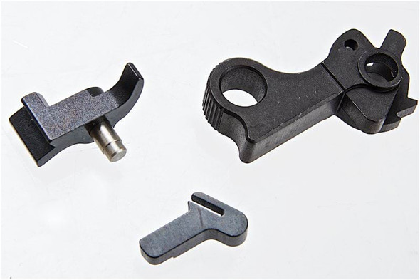 Airsoft Masterpiece 1911 Hammer & Sear Set (STI Style Circle) Hi Capa Compatible - (CNC Steel, Black)