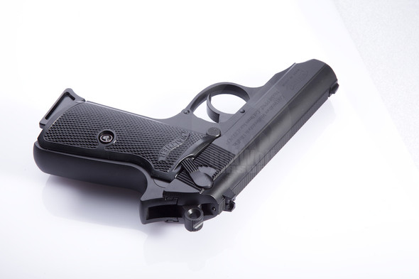 Maruzen PPK/S Walther Green Gas Airsoft Pistol - Black Metal Finish Version