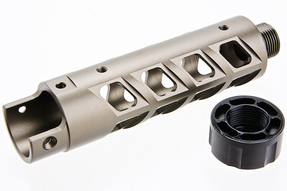 Narcos Airsoft Action Army AAP01 Front Barrel Kit (Type 8) (CNC Aluminum 6061) - Titanium Gray