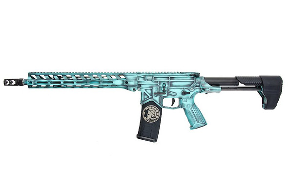 RWA Battle Arms Development 556-LW Airsoft M4 AEG Rifle (Umi Edition) - Cerakote Robin's Egg Blue Battleworn