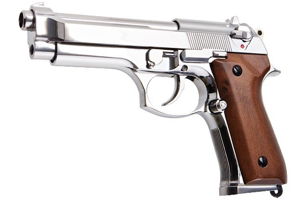 SRC M92 SR92 Platinum GBB Airsoft Pistol (Silver, Wood Grip)