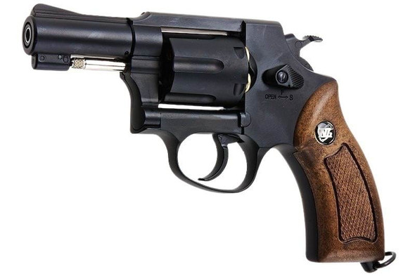 WinGun Airsoft Revolver CO2 731 Sheriff M36 (2.5 inch, Brown Grip, 6mm Version) - Black