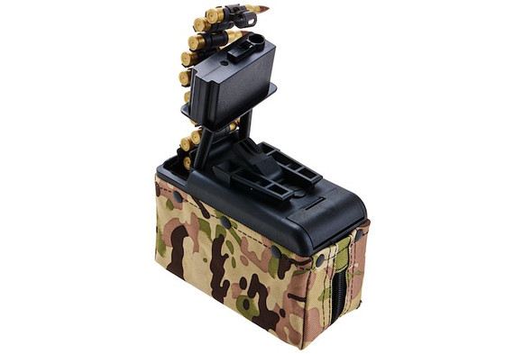 Battleaxe x T8 A&K M249 AEG Drum Magazine (2000 rds, Sound Control, Turbine System) - Multicam