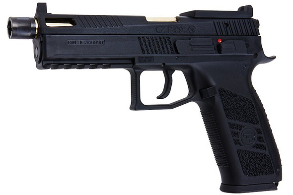 KJ Works P-09 CO2 GBB Airsoft Pistols (Optics Ready) - Black  (Threaded Outer Barrel)