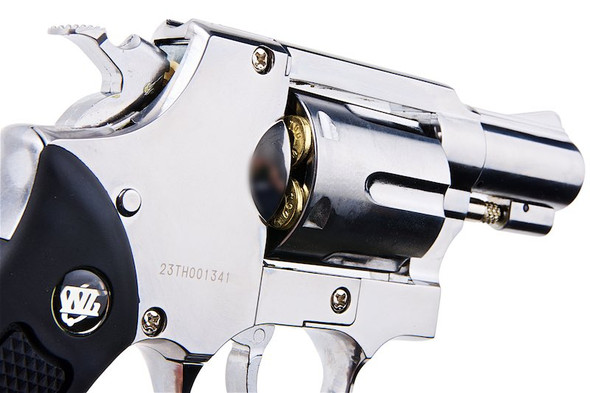WinGun Airsoft Revolver CO2 733 (2 inch, Black Grip, 6mm Version) - Silver