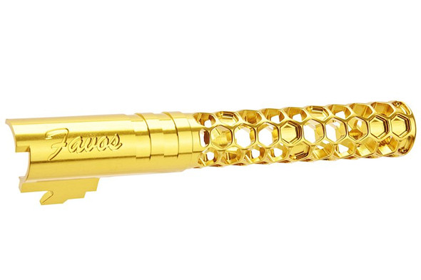 Dr. Black Hi-Capa 5.1 GBB Outer Barrel (Type -Favos, 6063 Aluminum, Gold)