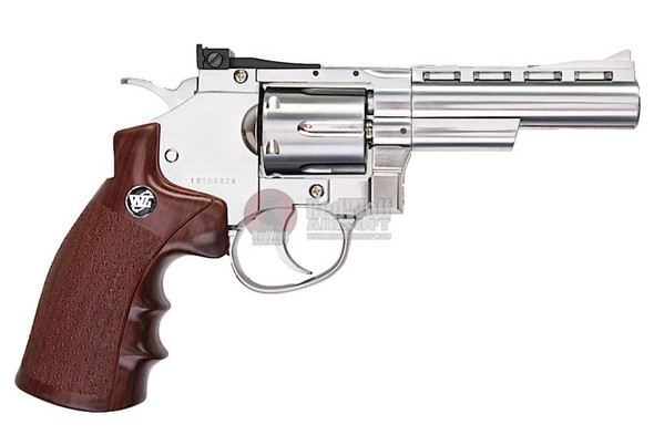 WinGun Airsoft Revolver CO2 701 (4 inch, Brown Grip, 6mm Version) - Silver