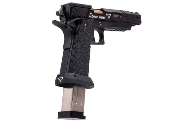 Army Armament JW3 TTI Alpha GBB Airsoft Pistol (CNC Slide) w/ Hand-Made Stippling Grip - Black
