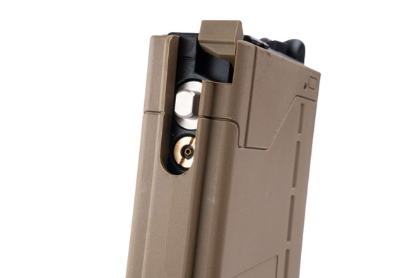 EMG Lancer Systems L5AWM V2 35rds Gas Mag for Marui MWS GBBR by Angry Gun (5.56 Type, Opqaue FDE)