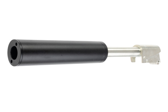 FCW Maruzen Walther PPK & PPK/S GBB Pistol Silencer Set - (Black Silencer + Silver Barrel + Silver Chamber)