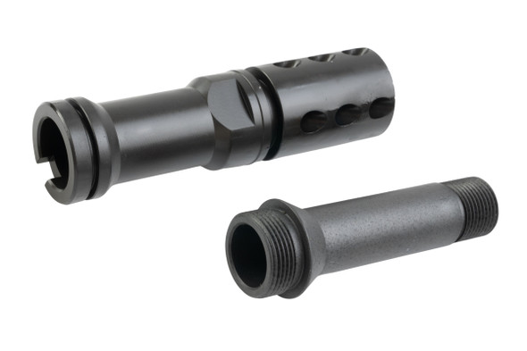 BBT VFC M249 GBB Airsoft Extend Outer Barrel with Flash Hider (Steel, Short Type) - Black