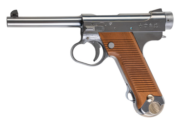 Marushin Nambu Type 14 Later Ver. GBB Airsoft Pistol - Silver with Wood Grip