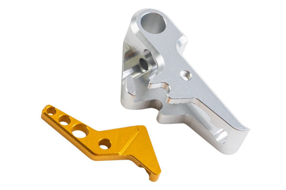 Revanchist Airsoft VFC Walther PDP Flat Trigger Set - Silver Trigger, Gold Safety