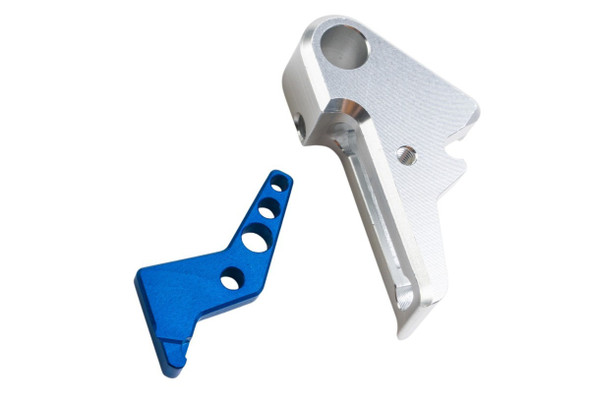 Revanchist Airsoft VFC Walther PDP Flat Trigger Set - Silver Trigger, Blue Safety