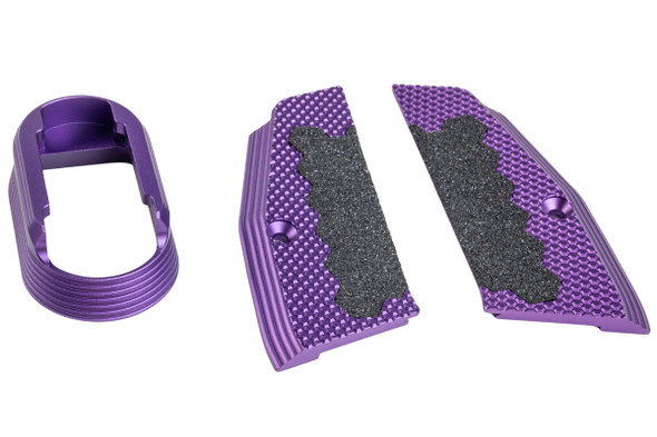 5KU KJ Works Shadow 2 GBB Short Grip Panel and Magwell (CNC Aluminum) - Purple