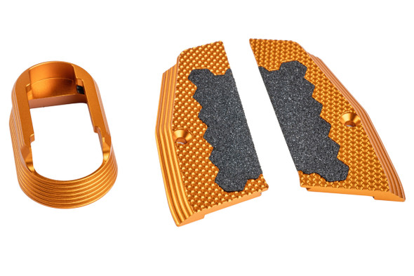 5KU KJ Works Shadow 2 GBB Short Grip Panel and Magwell (CNC Aluminum) - Orange