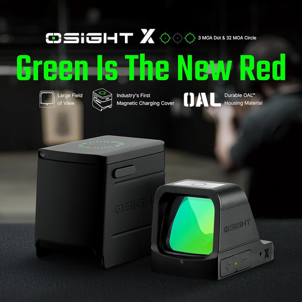OLIGHT Osight X Reflex Green Dot Sight w/ Magnetic Charging Cover (3 MOA Dot & 32 MOA Circle)