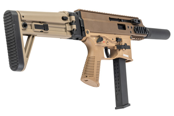 Maruyama SCW-9 Pro G GBB Airsoft SMG with MBT Stock - Tan Deluxe Edition