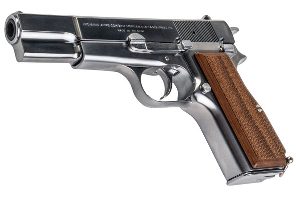 Marushin Browning Hi-Power Commercial Model Gun - Silver with Wood Grip