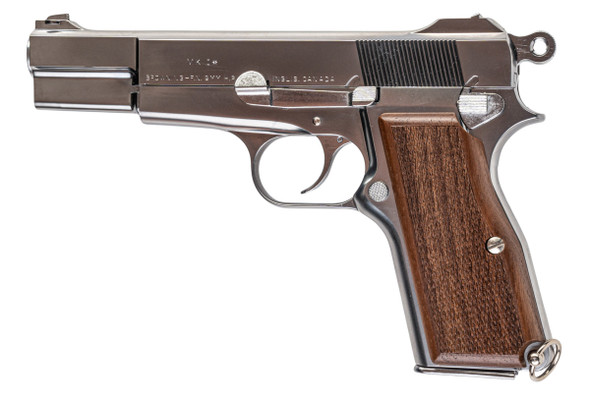 Marushin Browning Hi-Power Canadian Model Gun - Silver with Wood Grip