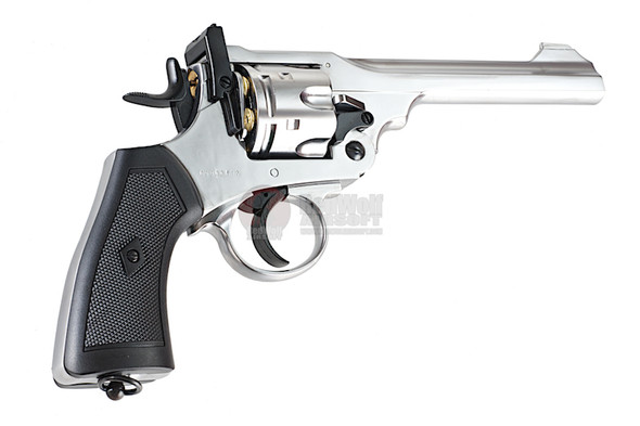 WinGun Webley MK VI Airsoft Revolver CO2 792 (Black Grip, 6mm Version) - Silver