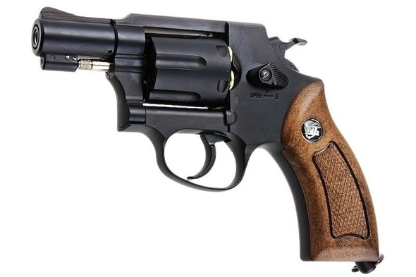 WinGun Airsoft Revolver CO2 733 (2inch, Brown Grip, 6mm Version) - Black
