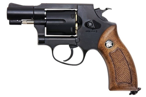 WinGun Airsoft Revolver CO2 733 (2inch, Brown Grip, 6mm Version) - Black