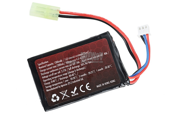 RWA Airsoft Lipo Battery 7.4V 1300mAh (20C, PEQ, Small Tamiya)