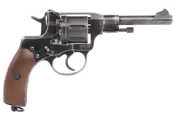 WinGun Airsoft Revolver CO2 721 Nagant M1895 (4 inch, Brown Grip, 6mm Version) - Weathered