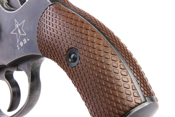 WinGun Airsoft Revolver CO2 721 Nagant M1895 (4 inch, Brown Grip, 6mm Version) - Weathered