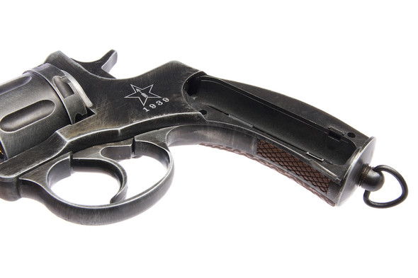 WinGun Airsoft Revolver CO2 721 Nagant M1895 (4 inch, Brown Grip, 6mm Version) - Weathered
