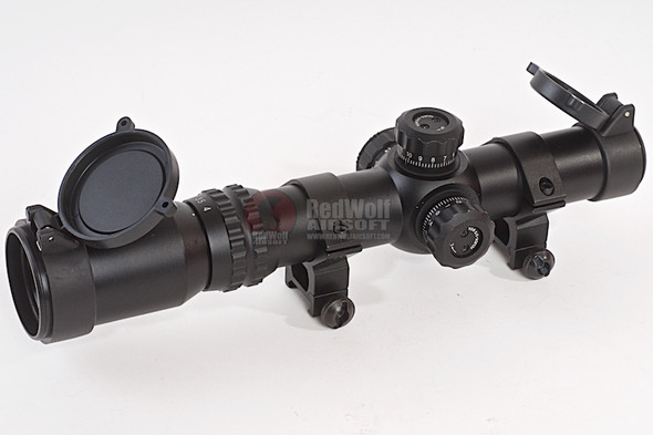 AIM-O Rifle Scope (1-4X24SE Tactical Illuminated Crosshair, Red / Green Reticle) - Black