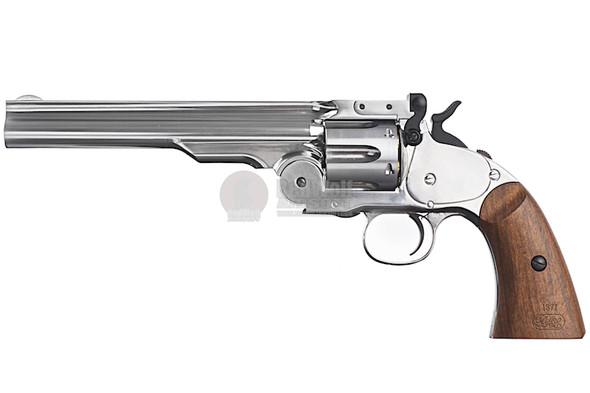 WinGun Break Top Major 3 1877 Airsoft Revolver CO2 793 (Brown Grip, 6mm Version) - Silver