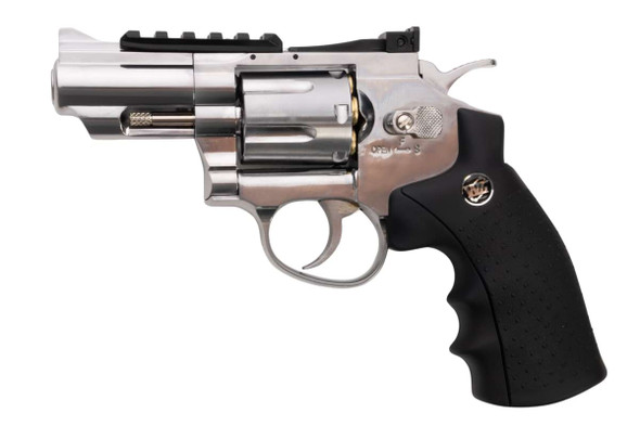 WinGun Airsoft Revolver CO2 708 (2.5 inch, Black Grip, 6mm Version) - Silver