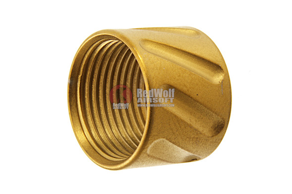 5KU Threaded Barrel Protector (Diagonals Knurled) - 14mm CCW (Gold)
