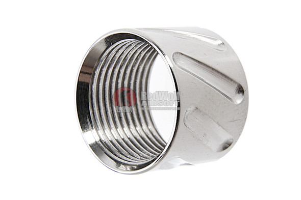 5KU Threaded Barrel Protector (Diagonals Knurled) - 14mm CCW (Silver)