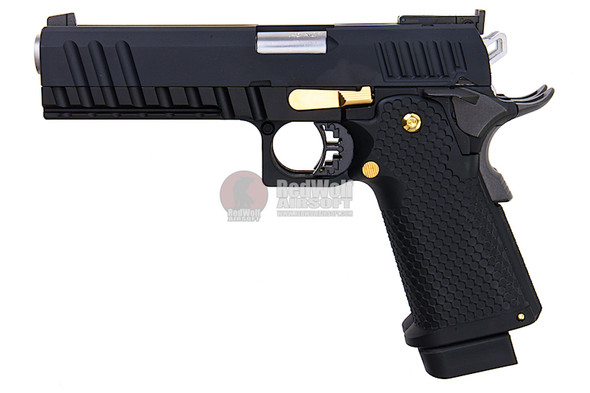 AW Custom HX21 Double Barrel Hi Capa 1911 GBB Airsoft Pistol - Black