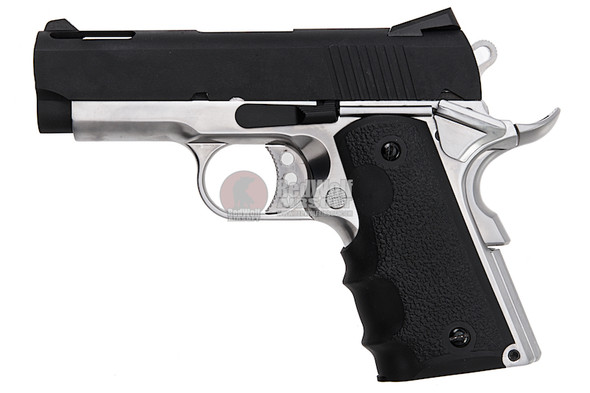AW Custom NE10 1911 Officer Size GBB Airsoft Pistol - Black Slide / Silver Frame