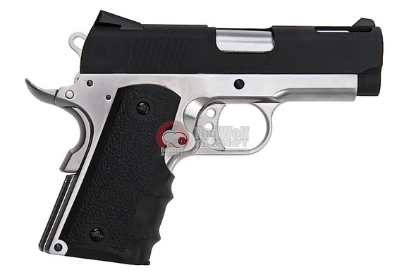 AW Custom NE10 1911 Officer Size GBB Airsoft Pistol - Black Slide / Silver Frame