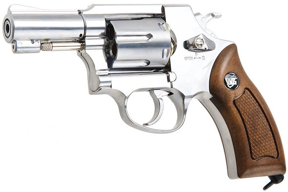 WinGun Airsoft Revolver CO2 731 Sheriff M36 (2.5 inch, Brown Grip, 6mm Version) - Silver