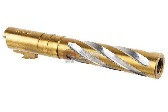 COWCOW Technology Tornado Stainless Steel Threaded Outer Barrel for Tokyo Marui Hi-Capa 5.1 GBB Series (.45 marking) - Gold