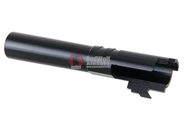 COWCOW Technology Stainless Steel Threaded Outer Barrel for Tokyo Marui Hi-Capa 4.3 GBB Series (.45 marking) - Black