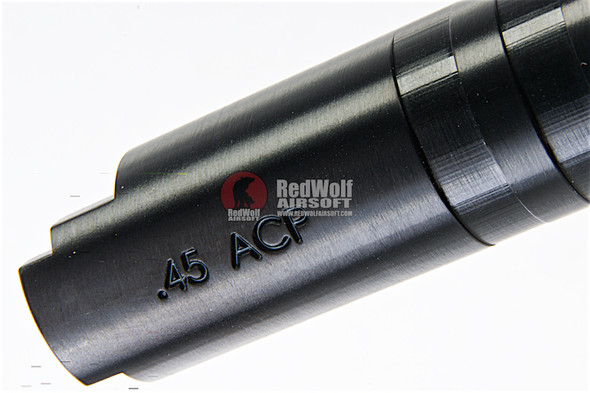COWCOW Technology Stainless Steel Threaded Outer Barrel for Tokyo Marui Hi-Capa 4.3 GBB Series (.45 marking) - Black