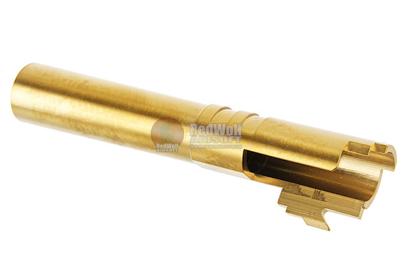 COWCOW Technology Stainless Steel Threaded Outer Barrel for Tokyo Marui Hi-Capa 4.3 GBB Series (.45 marking) - Gold