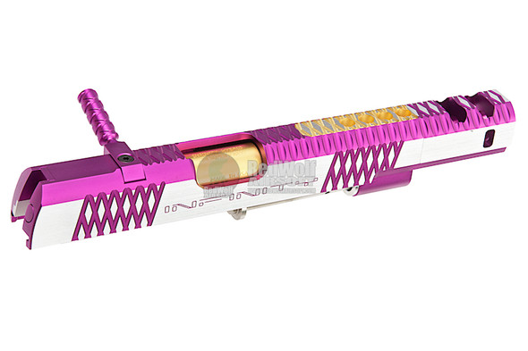 Gunsmith Bros CNC Aluminum IMM Curve Top Rhombus Open Slide Set for Tokyo Hi-Capa Series - 2 Tone Purple
